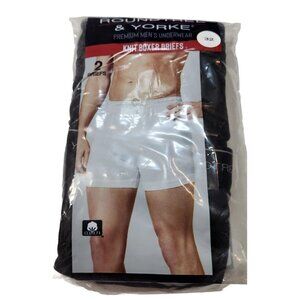 Roundtree & Yorke Mens Knit Boxer Briefs 32 100% Combed Cotton Ribbed Knit 2-Pac